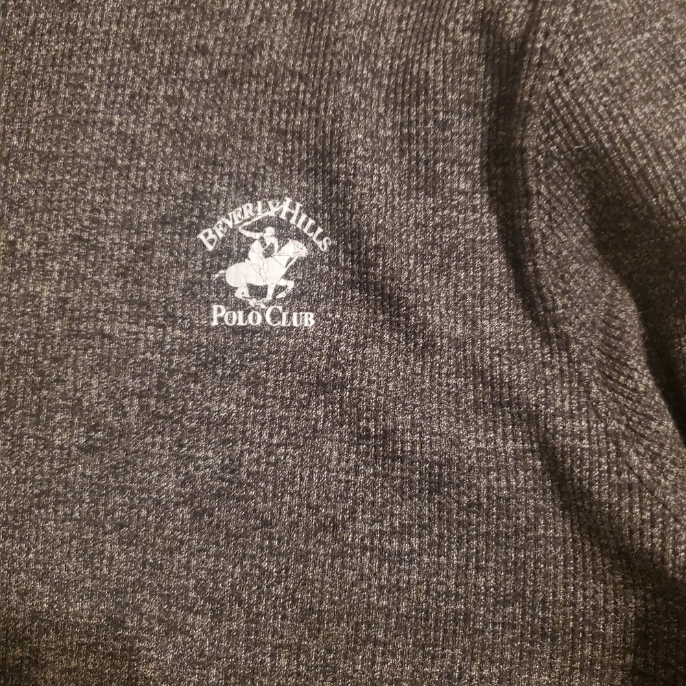 Beverly Hills Polo Club Charcoal Long Sleeve Men's Tee - Picture 2 of 4